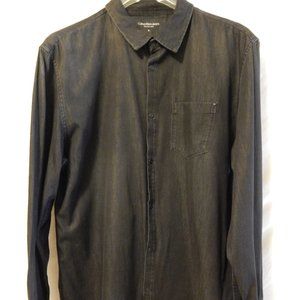 CALVIN KLEIN JEANS MEN'S SNAP FRONT BLACK SHIRT XL